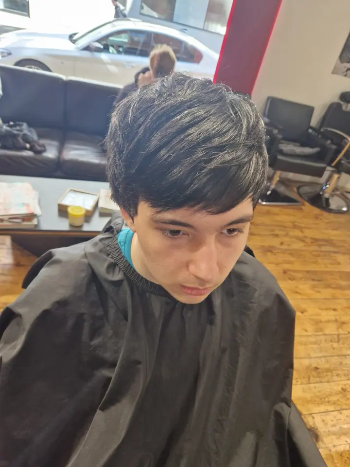 Dark textured cut with a fringe
